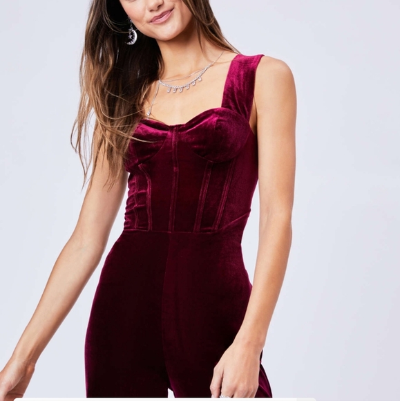 Red Velvet Jumpsuit Small - Picture 3 of 10